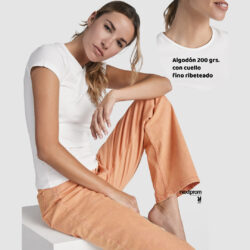 Camisetas blancas mujer algodón grueso 200 grs