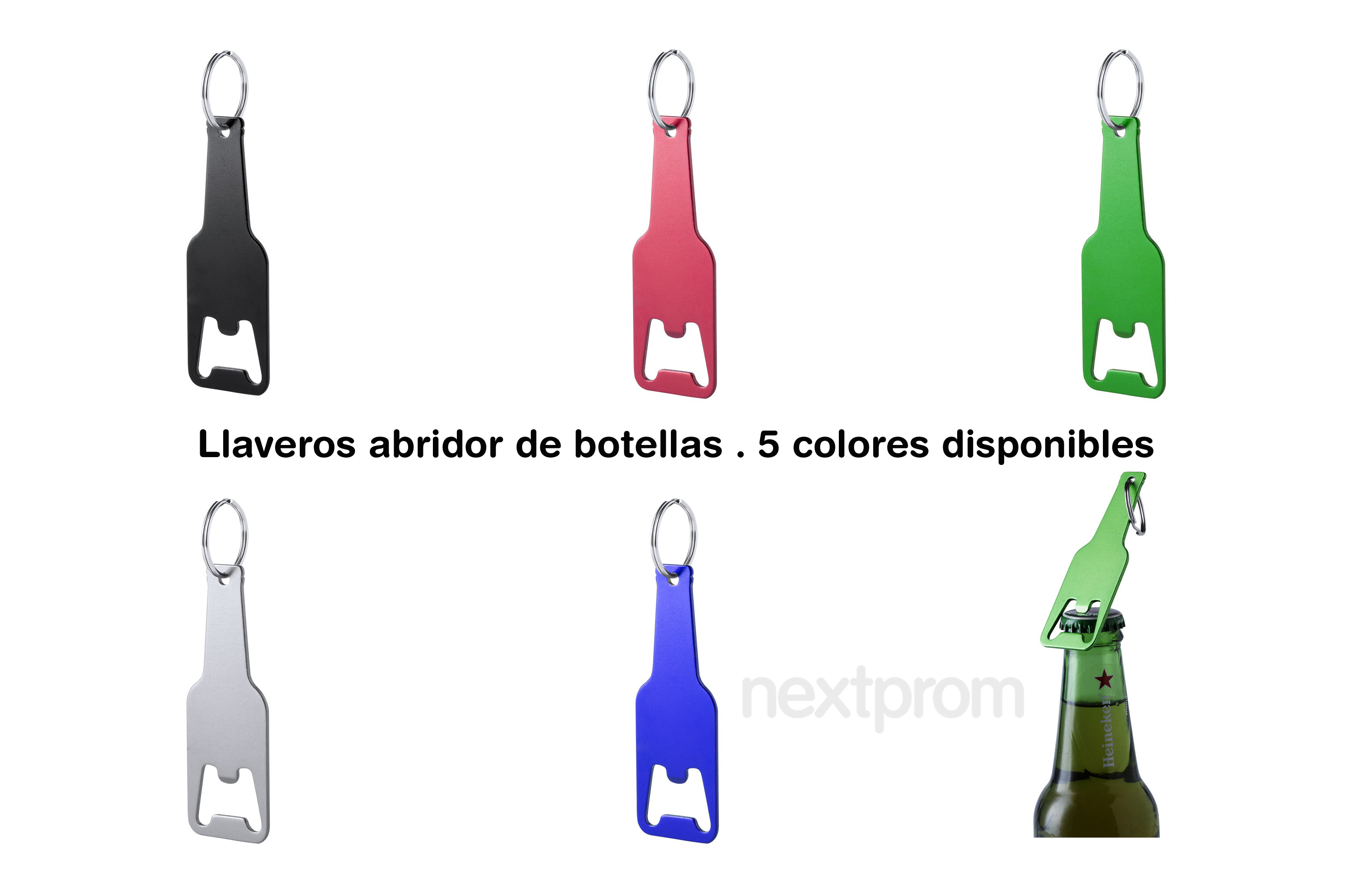 Llaveros abridor diseño botella