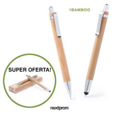 Bolígrafo y portaminas de bambú con estuche